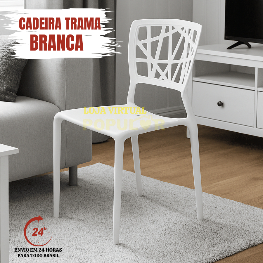 CADEIRA rEFORÇADA TRAMA BRANCA POS-INDUSTRIA