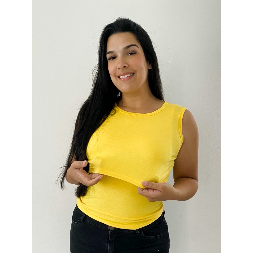 Blusa Regata Amamentação com Abertura malha Viscolycra Amamentar Grávida