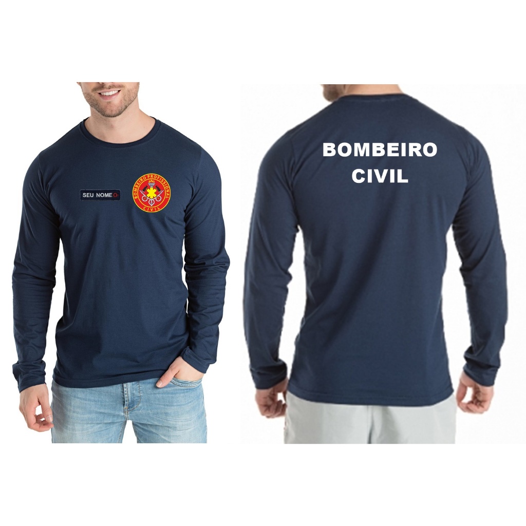 CAMISETA MASCULINO MANGA LONGA BOMBEIRO CIVIL BORDADO INN
