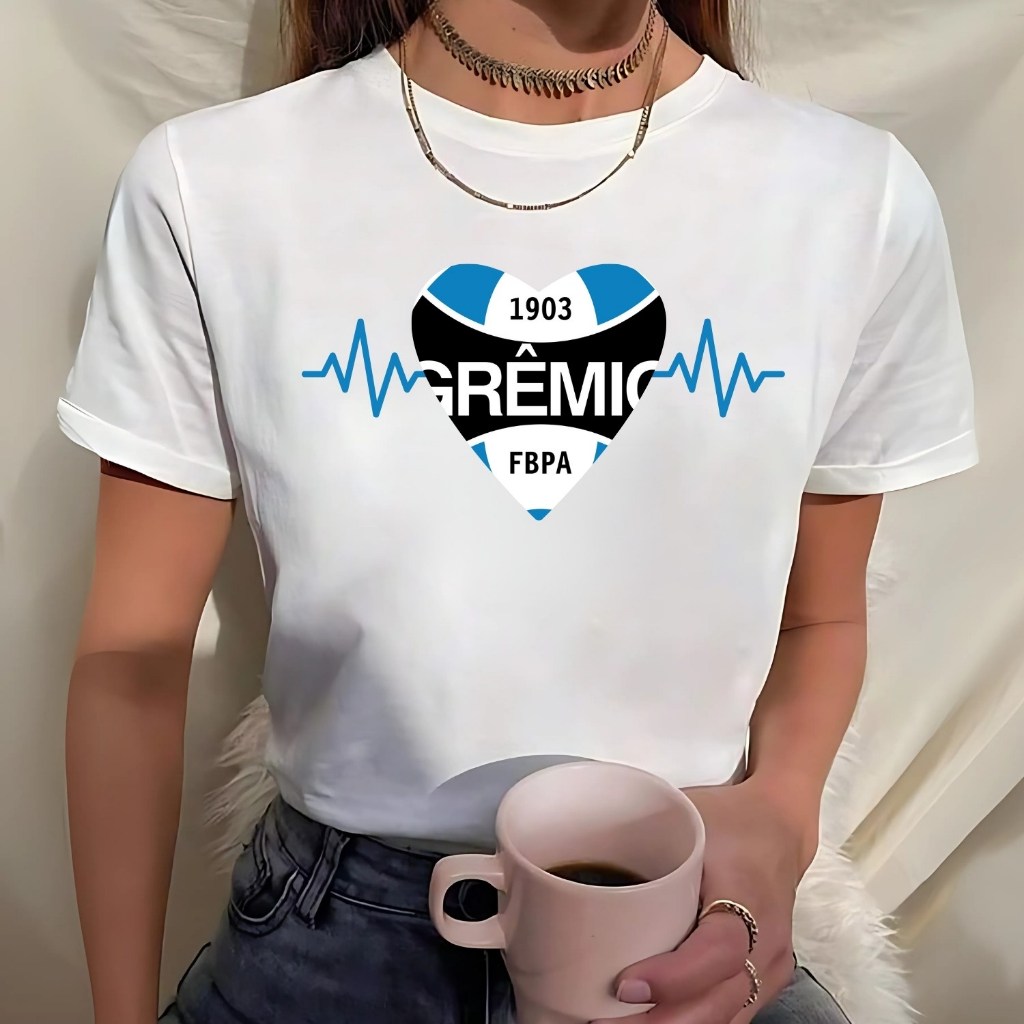 Camisa Do Grêmio Feminina Branca - Camiseta T shirt Tricolor Gaúcho