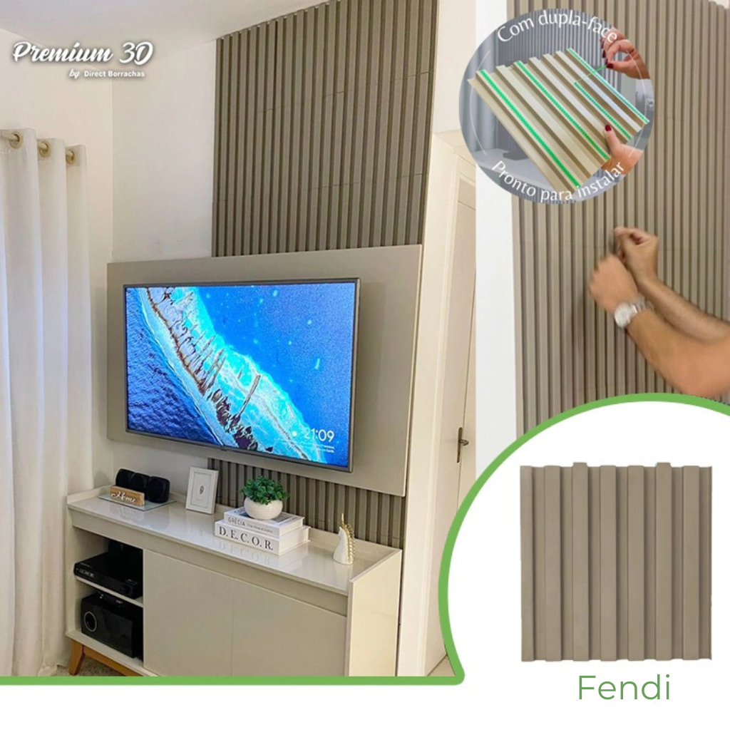 Kit 6m² Painel Ripado Fendi 30x30 - 66 peças | Anti-impacto | Autocolante em Oferta na Shopee