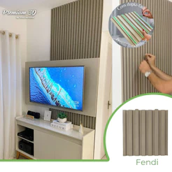 Kit 6m² Painel Ripado Fendi 30x30 - 66 peças | Anti-impacto | Autocolante
