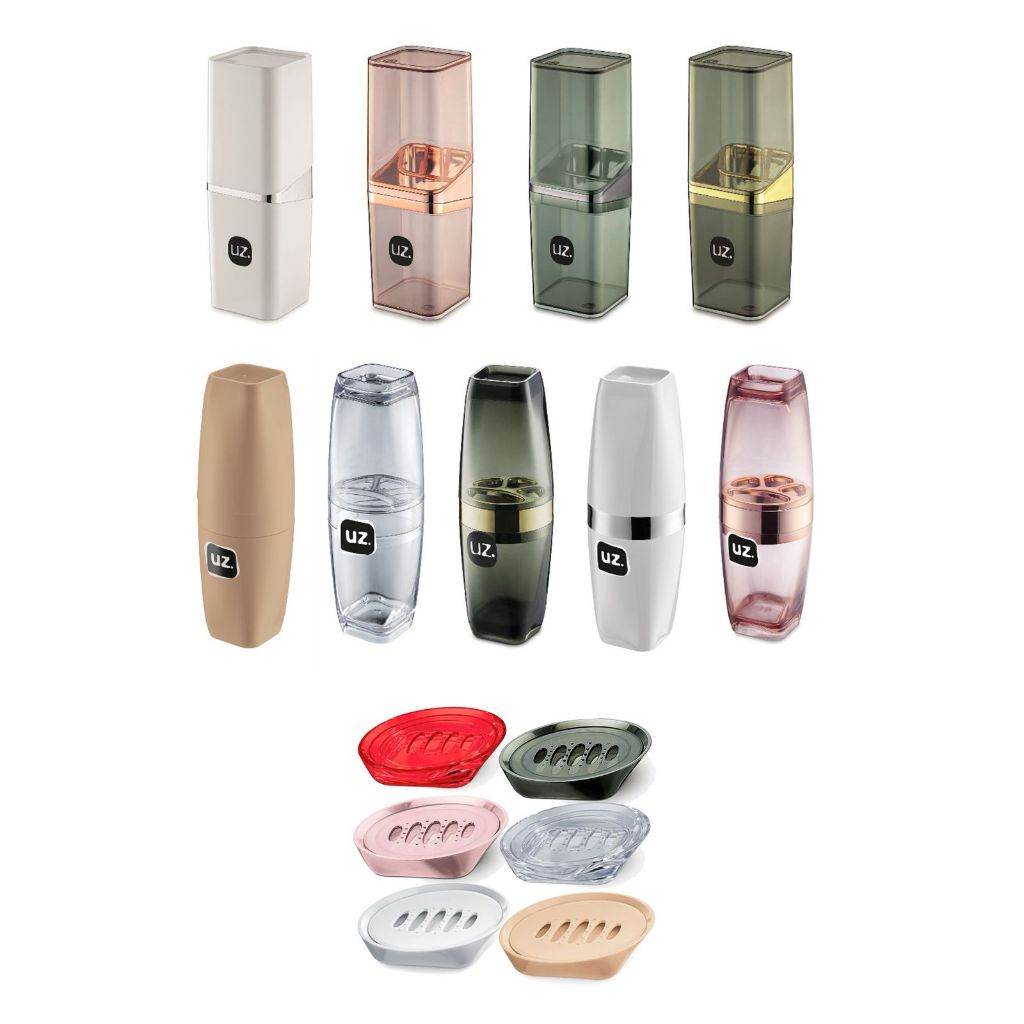 Kit Porta Escova de Dentes e Saboneteira Luxo Porta Sabonete Banheiro Box Banheira UZ Utilidades
