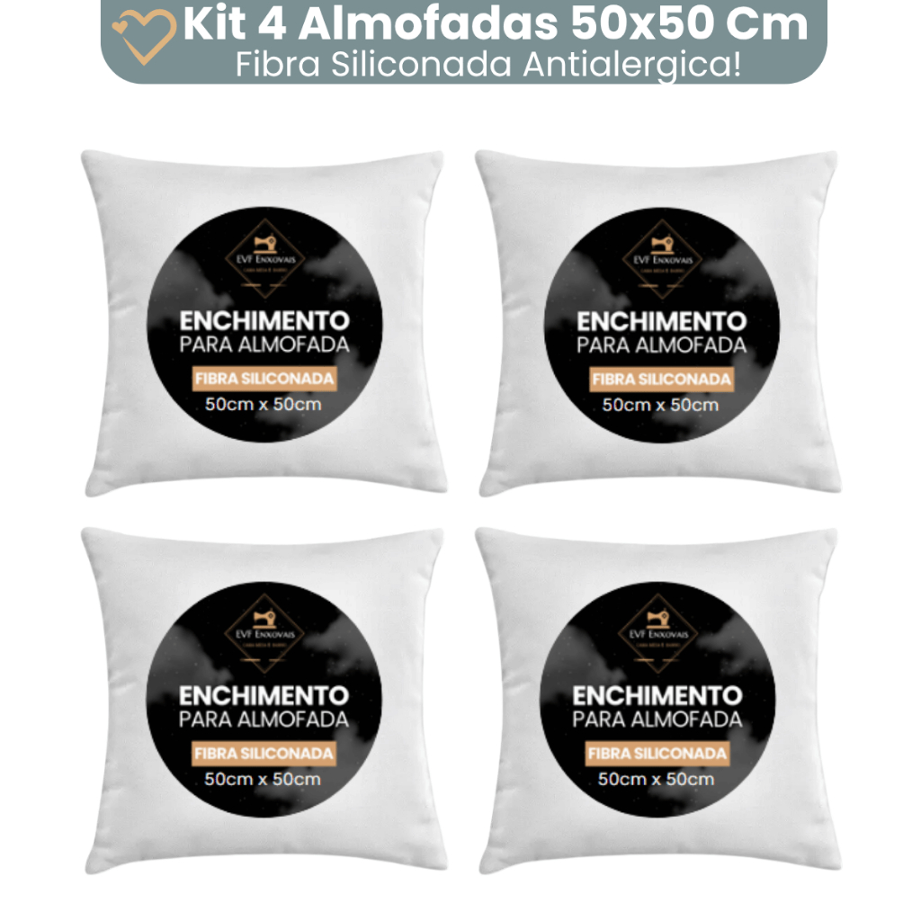 Kit 4 Unidades Enchimentos Almofada Refil 50x50 Silicone Antialergico