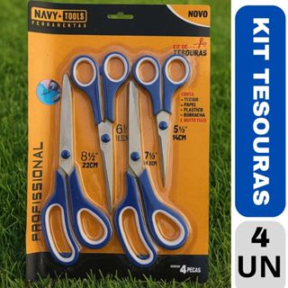 Kit 4 Tesoura Profissionais Para Costura Cabeleireiro Cabelos Artesanato Papel Escola Cozinha em Oferta na Shopee
