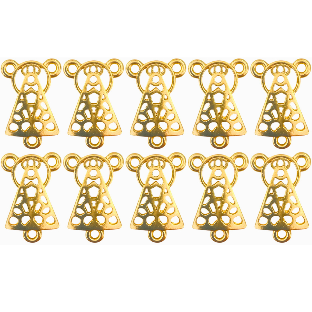 KIT 10 Entremeio Nossa Senhora Aparecida Para Fazer Terço Dourado Cataforético Religioso Artesanato