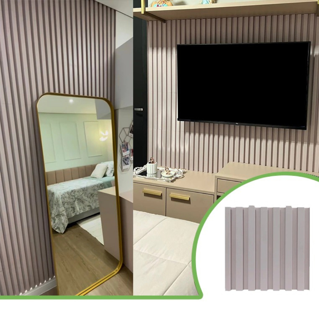 Kit 6m² Painel Ripado Nude Rosê 30x30 - 66 peças | Anti-impacto | Autocolante em Oferta na Shopee