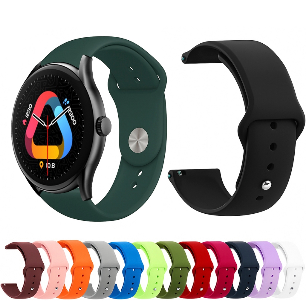 Pulseira 22mm de silicone LISA para Smartwatch Qcy GT S8