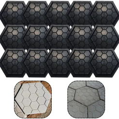 Kit 15u Forma Plastica p Piso Paver Drenante Concreto Sextavada Colmeia Estriada Desenhada 25x25x6
