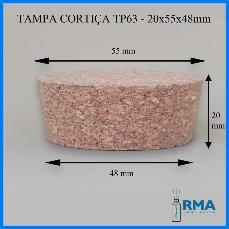Kit 10 Tampa Rolha de Cortiça 48mm T63 para Pote de Vidro Tipo Papinha  Cortiça Natural Premium