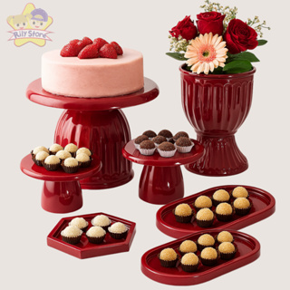 Kit Mesa Festa Boleira Romana Slim 17cm, 1 Vaso Romano, 2 Mini Slim + 2 Bandeja Oval, 1 Sextavadinha em Oferta na Shopee