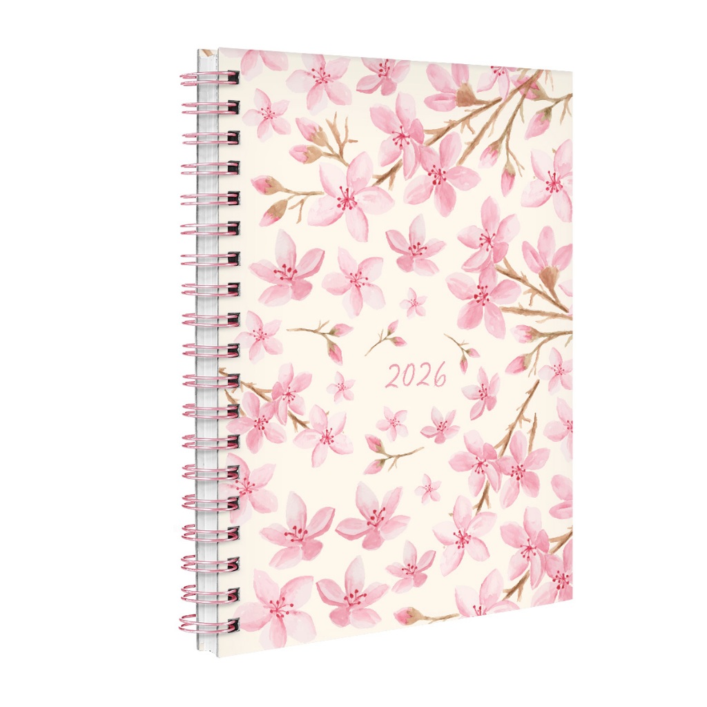Agenda Planner Semanal 2026 Floral Sakura Rosa Claro