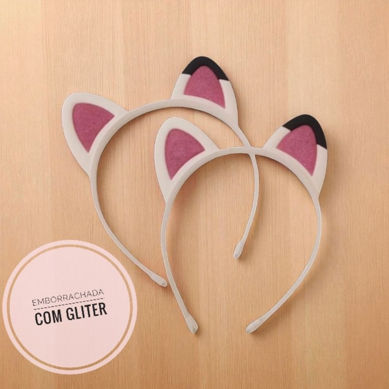 Arco Tiara Com Gliter Orelha Emborrachada Infantil Promoção em Oferta na Shopee