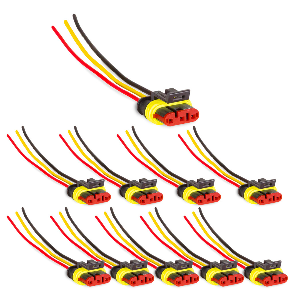 Kit 10 Conector Universal Selados Fêmea 3 Vias 2063 Tarponn
