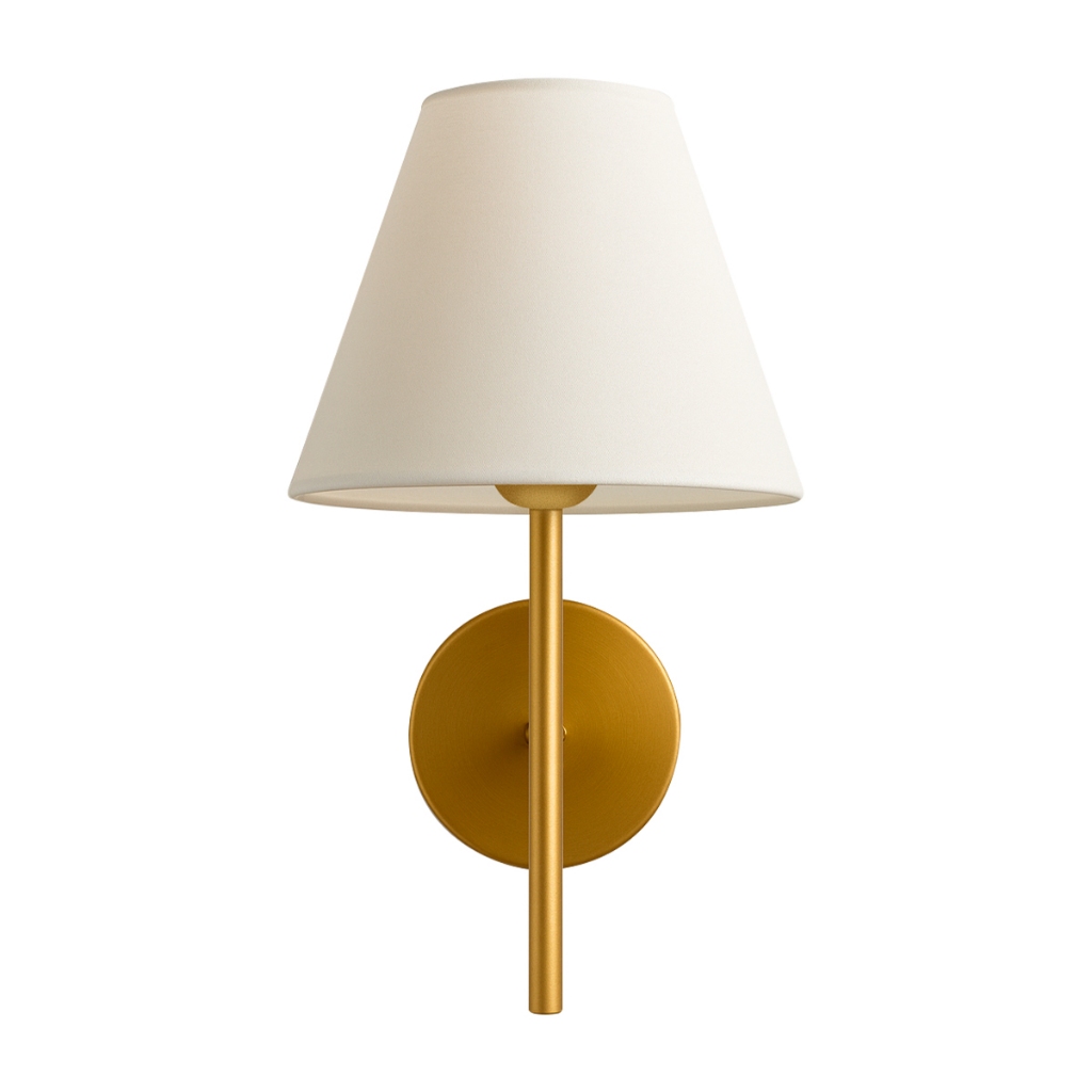 Arandela Tocheiro Metal e Tecido Champanhe – 30 x Ø 15 cm