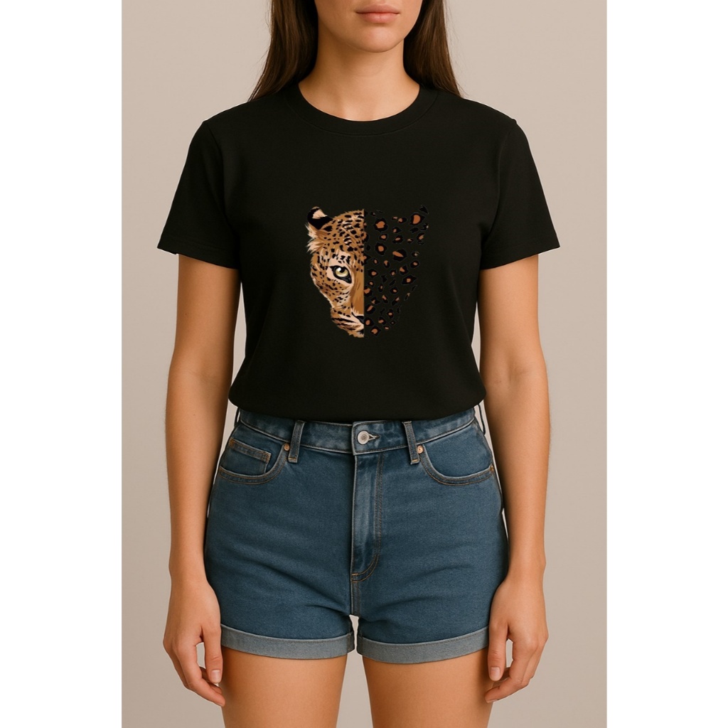 Blusa Camiseta Feminina Estampada Personalizada Onça Estilosa Confortavel 100% Algodão