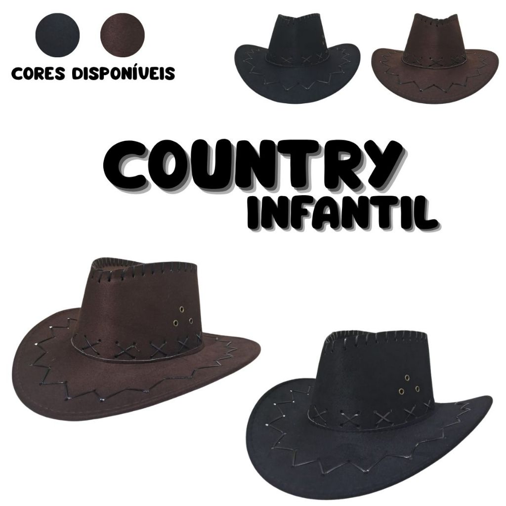 Chapéu Velho Oeste Infantil Barretos Western Cowboy Country Boiadeiro Boiadeira Rodeio Sertanejo