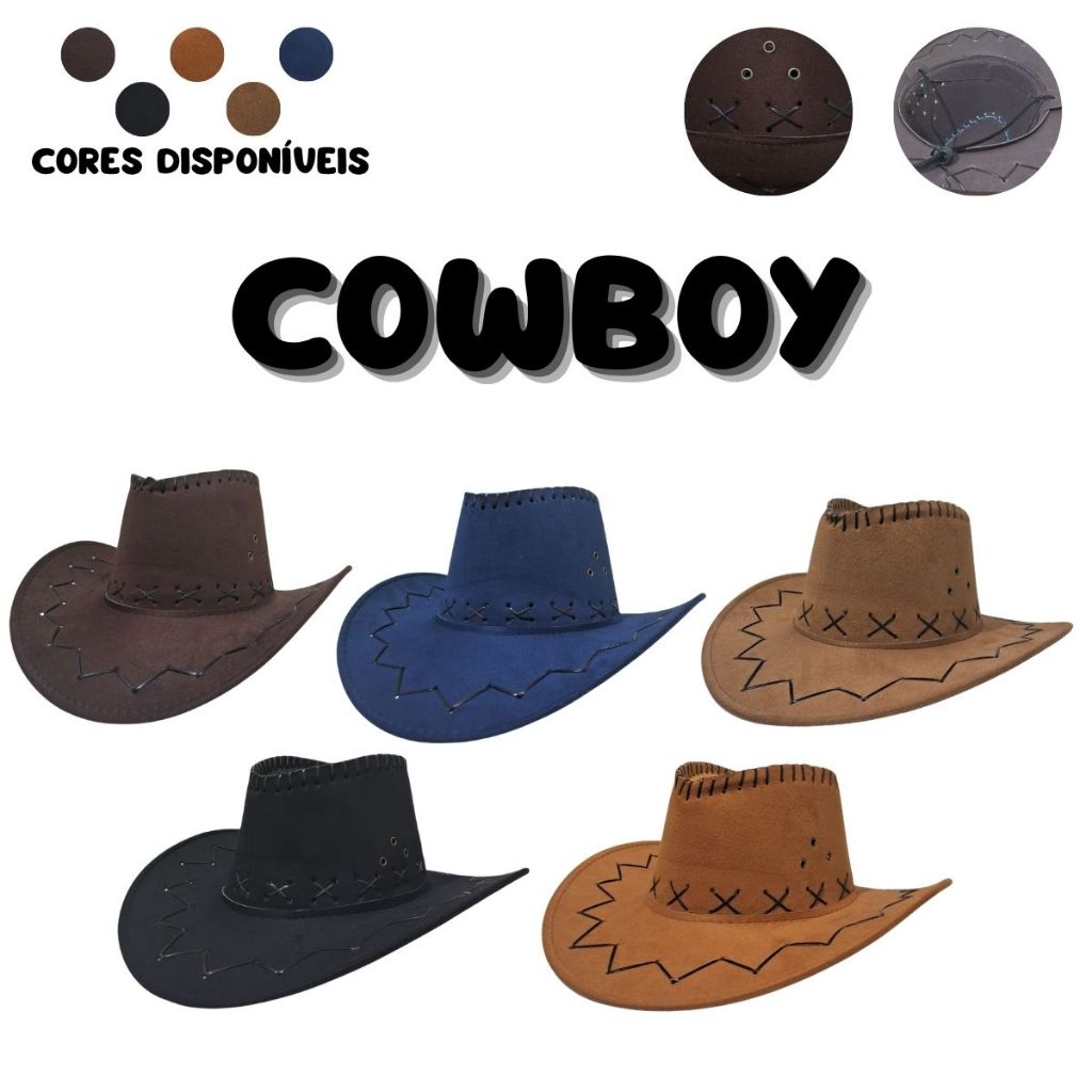 Chapéu Velho Oeste Adulto Western Cowboy Boiadeiro Rodeio Sertanejo Country Barretos Boiadeira Luxo