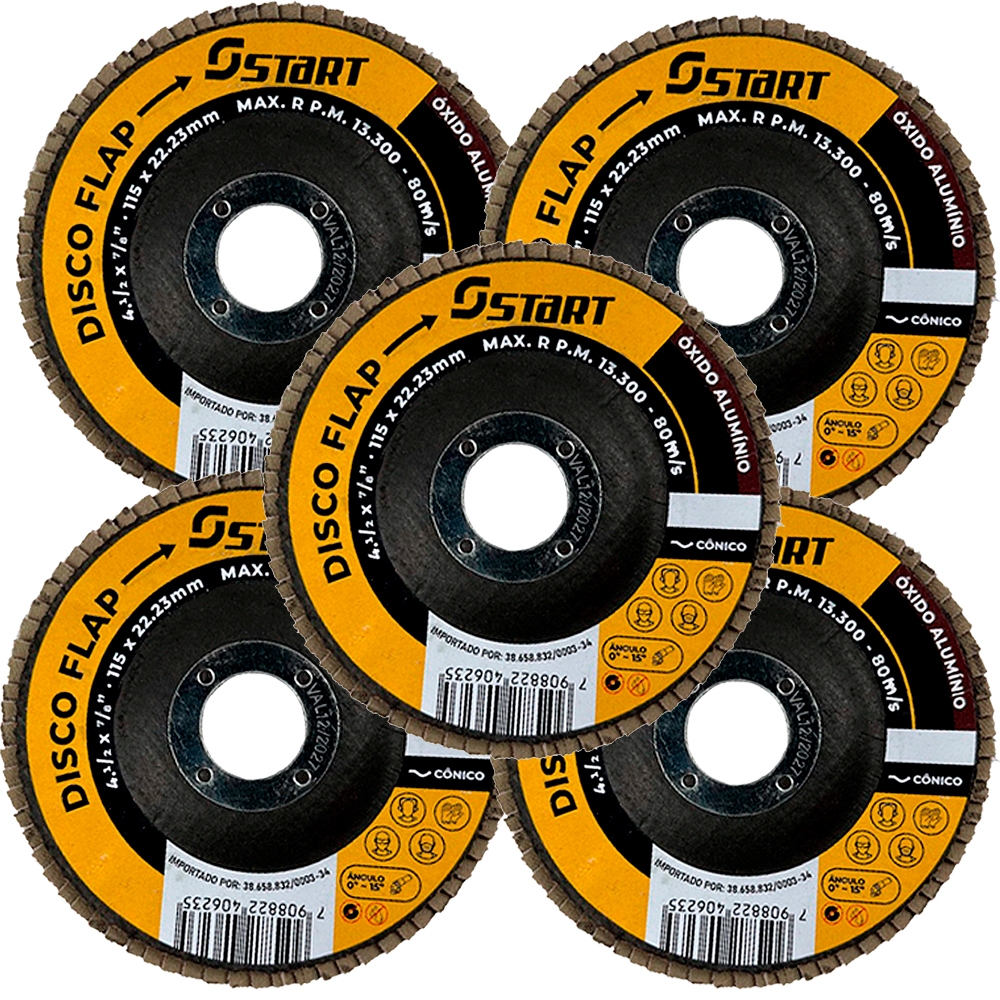 Disco De Lixa Flap 4.1/2 Grão 40 Para Lixadeira Kit Com 5 Peças em Oferta na Shopee