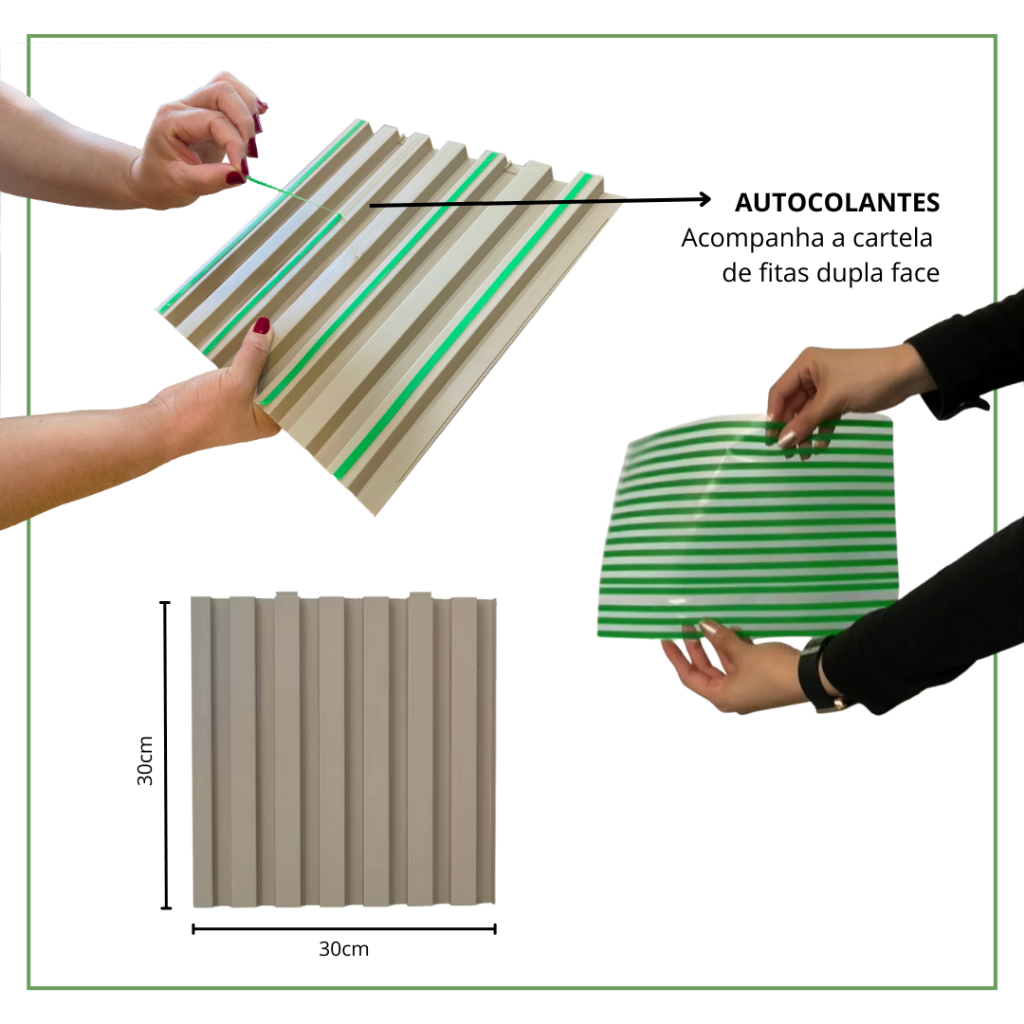Kit 6m² Painel Ripado Menta 30x30 - 66 peças | Anti-impacto | Autocolante · foto 2