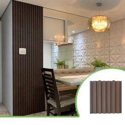 Kit 6m² Painel Ripado Marrom 30x30 - 66 peças | Anti-impacto | Autocolante
