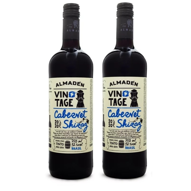 kit 02 Vinho Fino Meio Seco Miolo Almaden Vintage Blend 750 ml Escolha o seu