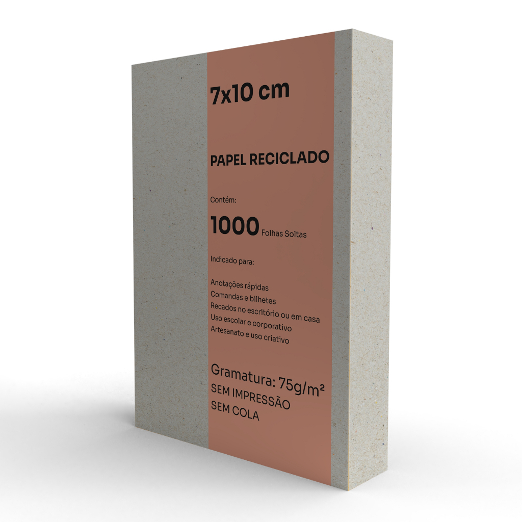 1000 Folhas Soltas 10x7 cm Reciclado 90g Blocagem Bloquinho Rascunho Miolo Comandas Anotações