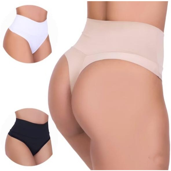 Kit 1-3-5 Calcinha Fio Duplo Cinta Modeladora Cós Duplo Cintura Alta Lingerie Segura Barriga em Oferta na Shopee