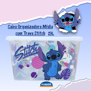 Caixa Organizadora Stitch 19 Litros (Média) Plasútil em Oferta na Shopee