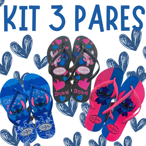 Kit 3 Pares de chinelo Feminino Stich Barato Promocao