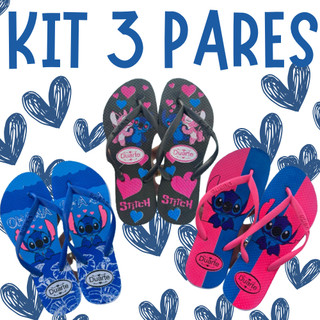Kit 3 Pares de chinelo Feminino Stich Barato Promocao