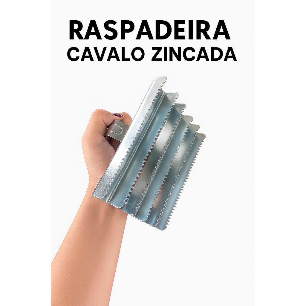 Raspadeira Cavalo Zincada com Alça Metálica – Remove Sujeira, Pelo Seco e Barro | Selaria Trindade