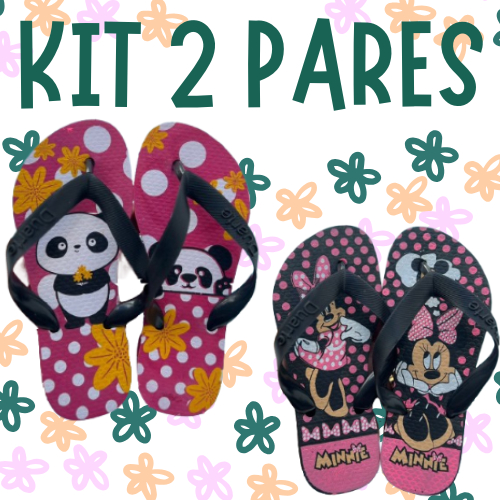Kit 2 Pares de Chinelo Infantil Feminino Menina Numerações Combinadas em Oferta na Shopee