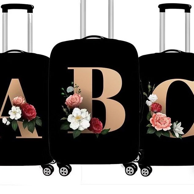 Imagem Capa De Bagagem Premium Elástica Para Viagem Mala De Protetora Floral Carta Impressa Pó Acessórios