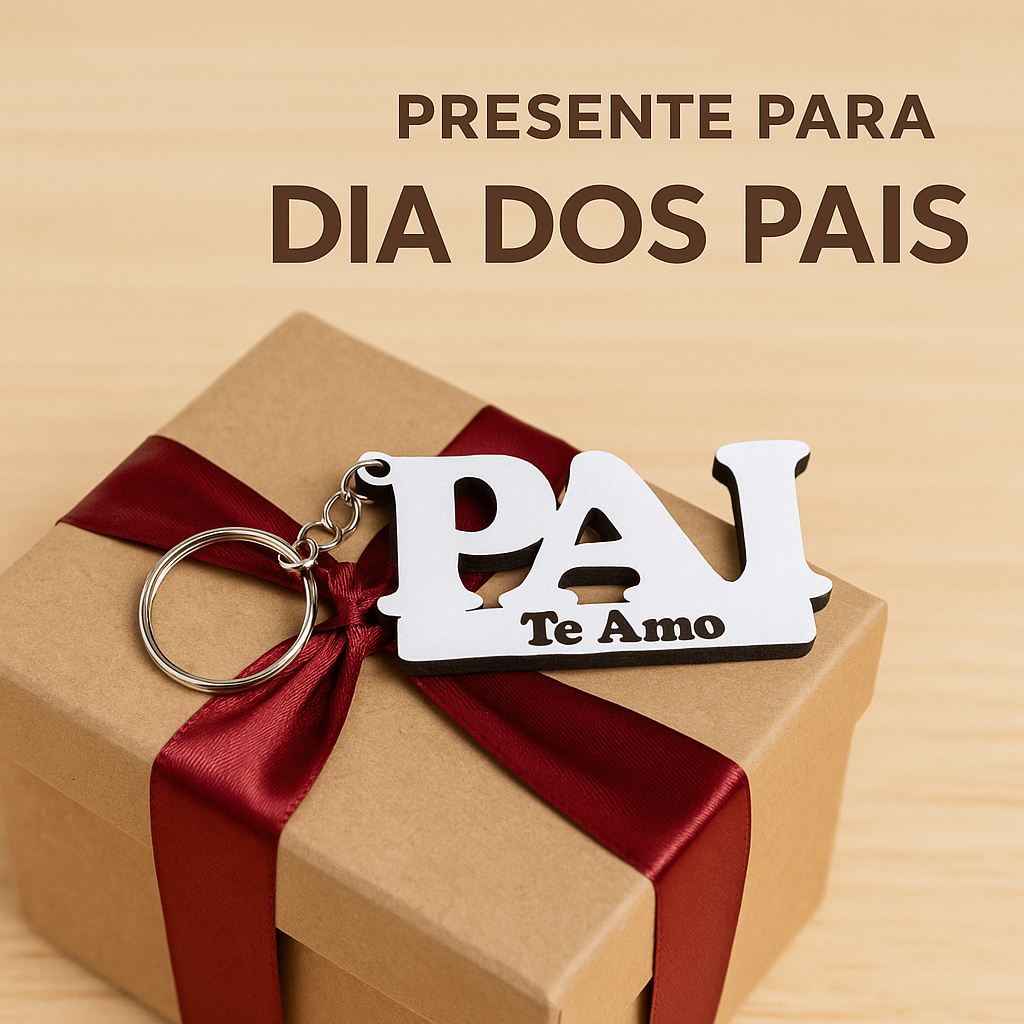 Kit Chaveiro Pai Te Amo MDF Branco Presente Dia dos Pais Lembrancinha Criativa
