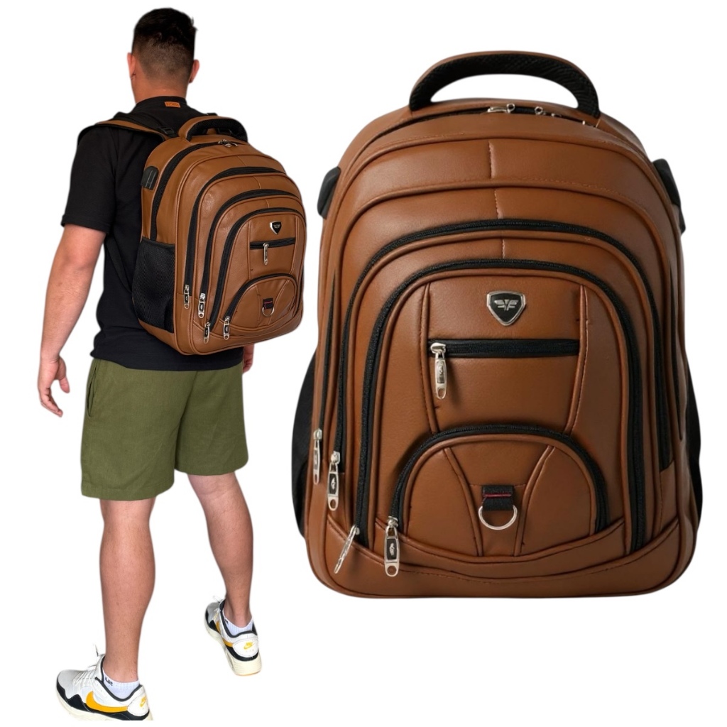 Mochila Masculina Reforçada Notebook Couro Grande Impermeável em Oferta na Shopee