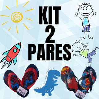 Kit 2 Pares de Chinelo Masculino Infantil Menino