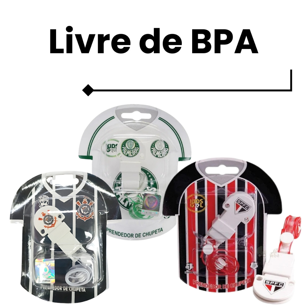 Prendedor de Chupetas Times Corinthians, São Paulo,Palmeiras