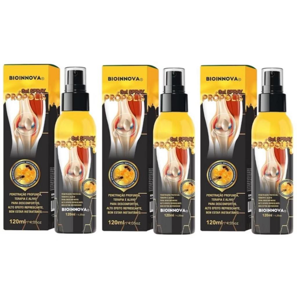 Kit 3 Gel Spray Própolis Cânfora e Mantol Para Massagem 120ml - Bioinnova