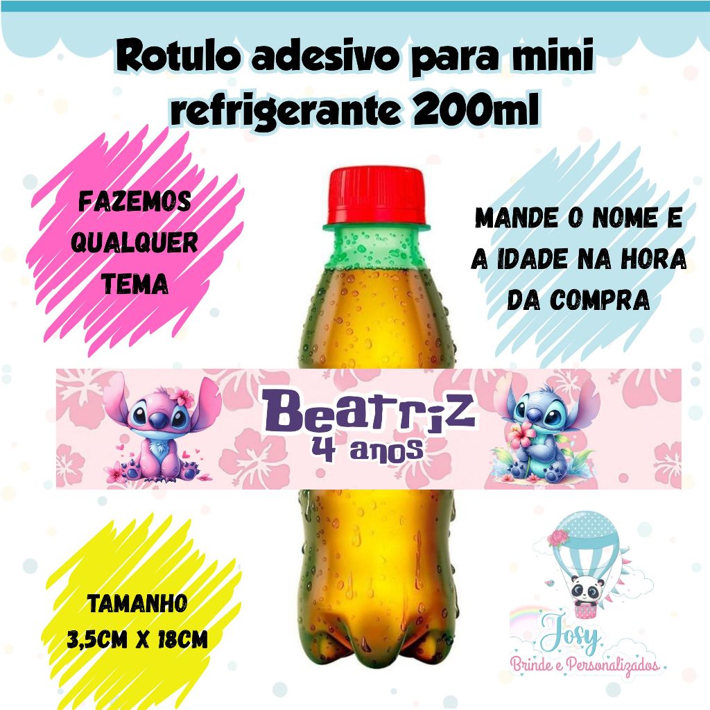 ROTULO PARA MINI REFRIGERANTE DE 200ML- PERSONALIZADO - FAZEMOS TODOS OS TEMAS