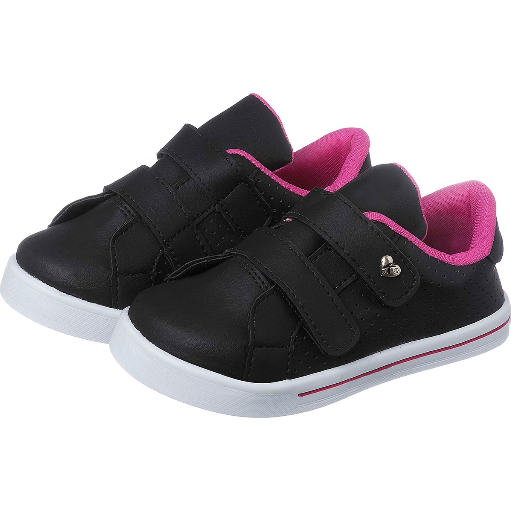 Kidstep Tenis Infantil Feminino Casual Preto Com Pink em Oferta na Shopee