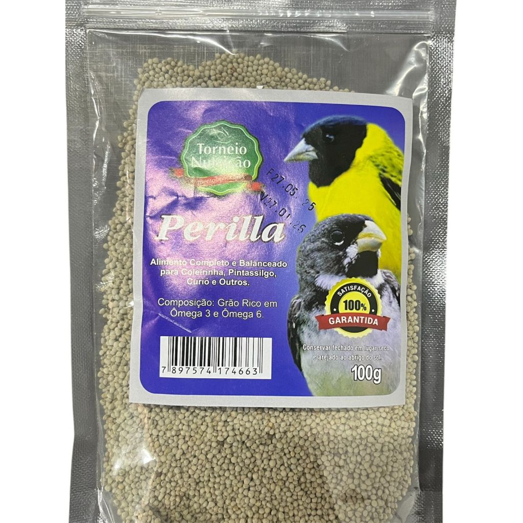 Torneio Nutrição Alimento para Aves - Coleirinha, Pintassilgo, Curió e outros - Perilla - 100g
