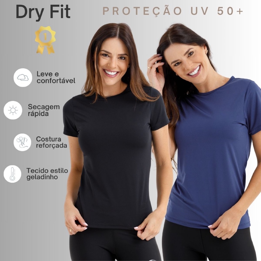 Kit 2 Blusas Camisas Feminina Para Academia Dryfit Uv 50+