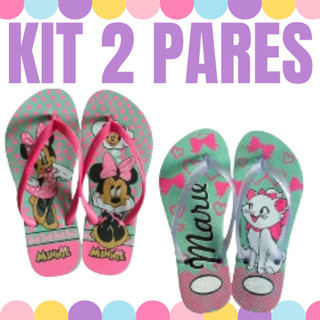 Kit 2 Pares de Chinelo Infantil Feminino Menina