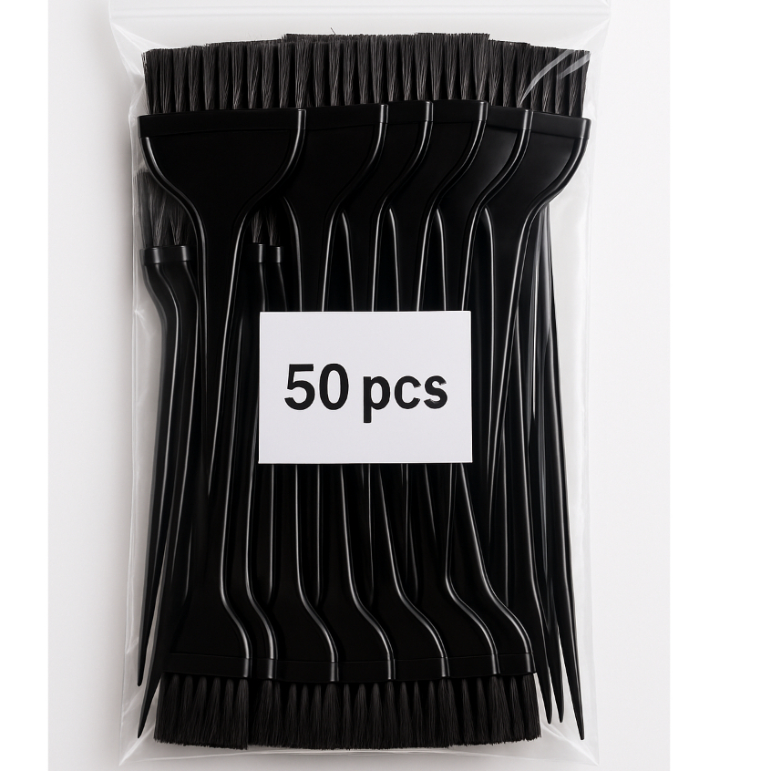 Kit 50 Pincéis Plástico para Tintura de Cabelo  - Cor: Preto em Oferta na Shopee