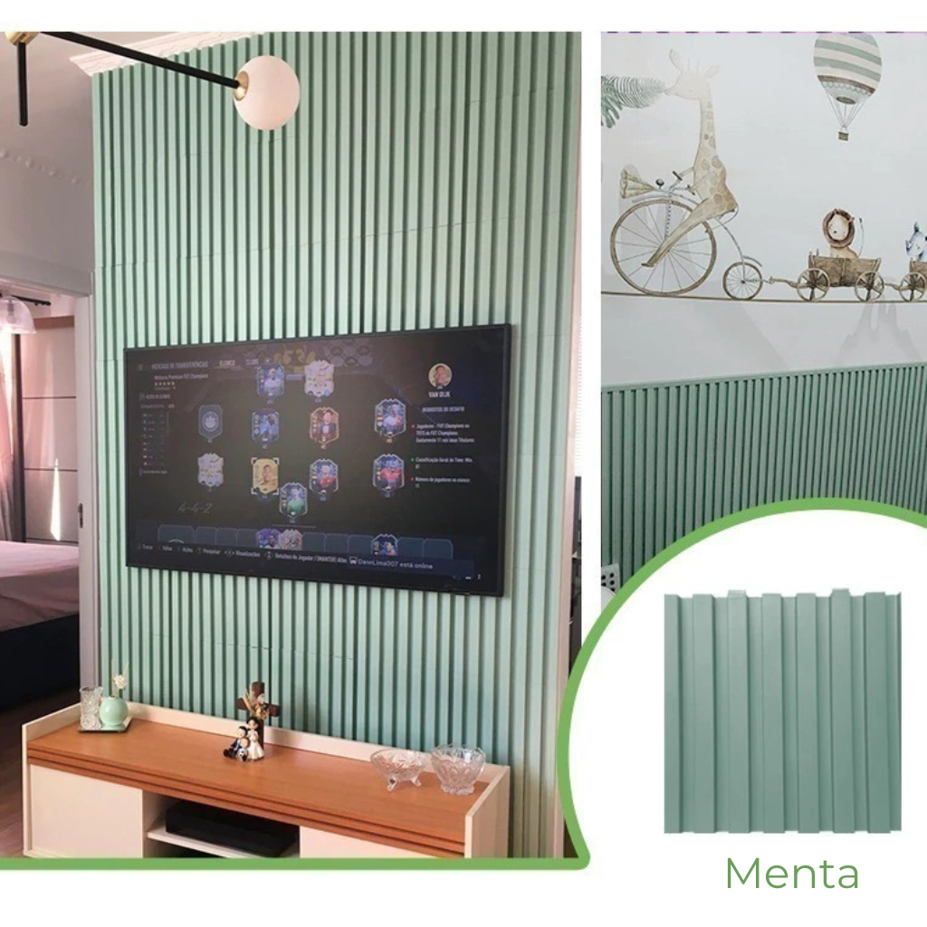 Kit 6m² Painel Ripado Menta 30x30 - 66 peças | Anti-impacto | Autocolante em Oferta na Shopee