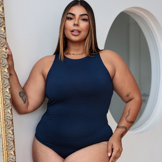 BODY REGATA FEMININA PLUS SIZE COM FORRO TECIDO SUPLEX VESTE ATÉ O 50 CASUAL ESSENCIAL