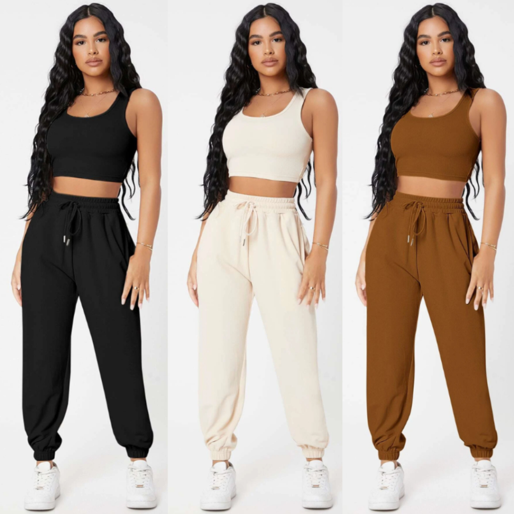 Conjunto Feminino Varias Cores Calça e Blusinha em Tecido Exclusivo Premium