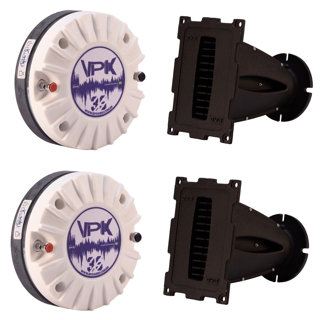 2 Driver TI QVS 35VPK 150W Rms Titanio + 2 Guia de onda QVS 2021 Som Automotivo Som Profissional Line Array