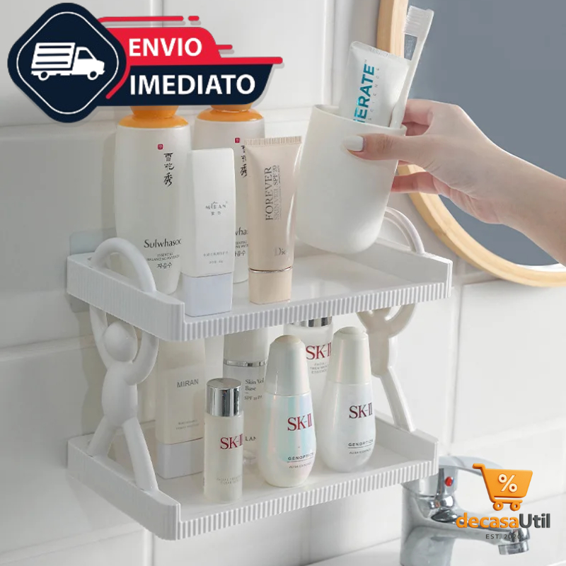 Suporte Plástico Com Adesivo Decoração Para Sala Cozinha Banheiro Prateleira Organizador Sem Furo em Oferta na Shopee